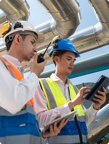 Engineers Technicians Inspect Completed Air Conditioning Water Systems